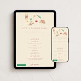 "Seasonal Joy" - Online Holiday Party Invitations in Champagne by Sarah Rosenthal - Mobile + desktop layout