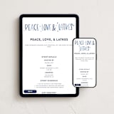 "Peace, Love & Latkes" - Online Holiday Party Invitations in Frost by Laura Bercovich - Mobile + desktop layout