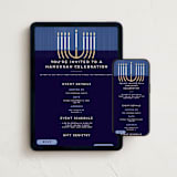 "Modern Menorah" - Online Holiday Party Invitations in Navy by Kami Turnell - Mobile + desktop layout