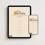 "The Birthday Express" - Online Kids Birthday Invitations in Sunset by Shiny Penny Studio - Mobile + desktop layout