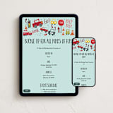 "Shiny Cars" - Online Kids Birthday Invitations in Aqua by Amy Payne - Mobile + desktop layout