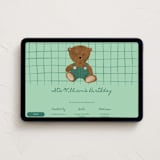 "Ted the bear" - Online Kids Birthday Invitations in Emerald by Inkblot Design - Desktop layout