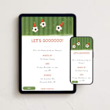 "soccer birthday" - Online Kids Birthday Invitations in Safety Orange by Kamala Nahas - Mobile + desktop layout