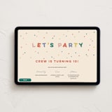 "Dancing Happy" - Online Kids Birthday Invitations in Confetti by Sarah Hawkins Designs - Desktop layout