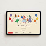 "Party Animals" - Online Kids Birthday Invitations in Latte by Becky Nimoy - Desktop layout