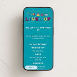 "Level Up" - Online Kids Birthday Invitations in Electric Teal by Ana de Sousa - Mobile layout