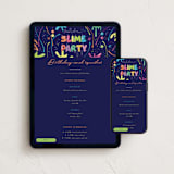 "SoSlime" - Online Kids Birthday Invitations in Navy by samovilka - Mobile + desktop layout