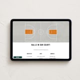 "Full Court" - Online Party Invitations in Smoke Orange by Jennifer Morehead - Desktop layout
