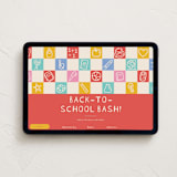 "Back-to-School Checkerboard" - Online Party Invitations in Rainbow by Noonday Design - Desktop layout