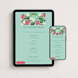 "Strawberry" - Online Party Invitations in Peacock by Anna Black - Mobile + desktop layout