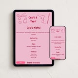 "Craft & Yaps!" - Online Party Invitations in Raspberry by Julia Starr - Mobile + desktop layout