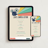 "Movie Night!" - Online Party Invitations in Cream by Robert and Stella - Mobile + desktop layout