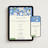 "Paperwork and Pals" - Online Party Invitations in Denim by Corinne Malesic - Mobile + desktop layout