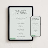"Bring diapers" - Online Party Invitations in Mint by Lea Delaveris - Mobile + desktop layout