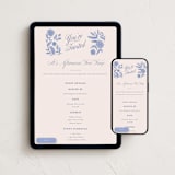 "Blue and White Carnations" - Online Party Invitations in Cobalt by 2birdstone - Mobile + desktop layout