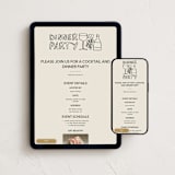 "Dinner Doodles" - Online Party Invitations in Bone by Inkblot Design - Mobile + desktop layout