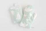 "Polar Bears" - Mitt and Potholder Set in Azure by Shannon Chen of Four Wet Feet Studio - Overview