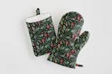 "Holly Branches" - Mitt and Potholder Set in Holly by Kristen Smith - Overview