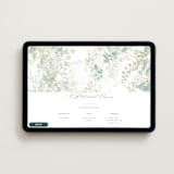"Greenery Swash" - Online Rehearsal Dinner Invitations in Linen by Robert and Stella - Desktop layout