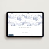 "Coastal Toile" - Online Rehearsal Dinner Invitations in Periwinkle by Jenna Holcomb - Desktop layout