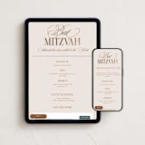 "Bat Script" - Online Religious Milestone Invitations in Cream by Stacy Maalouf - Mobile + desktop layout