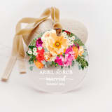 "Personalized Acrylic Yellow Poppies Married Ornament, Set of 1" - Ornaments in multicolor by Iveta Abolina