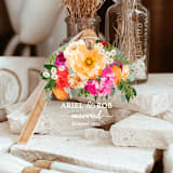 "Personalized Acrylic Yellow Poppies Married Ornament, Set of 1" - Ornaments in multicolor by Iveta Abolina