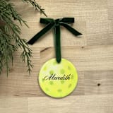 "Personalized Pickleball Ceramic Ornament" - Ornaments in yellow by Holly Whitcomb