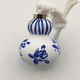 "Blue Floral Retro Finial Ornament" - Ornaments in blue by Sarah Hall