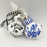 "Blue Floral Retro Finial Ornament" - Ornaments in blue by Sarah Hall