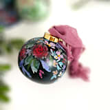 "Navy Floral Ornament" - Ornaments in blue by Kate Nelson