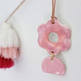 "Abstract Flower Mini Wall Hanging/Ornament" - Ornaments in pink by Quiet Clementine