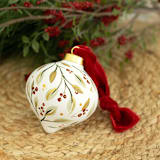 "Holiday Winter Leaves - Onion shaped ornament" - Ornaments in multicolorassorted-colors by Sara Swanson