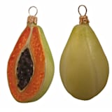 "Papaya Polish Mouth Blown Glass Christmas Ornament Set of 2" - Ornaments in multicolor by Pinnacle Peak Trading Company