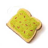 "Felt Avocado Toast Ornament" - Ornaments in brown by Aahlada Chennupati