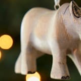 "Painted Wood Rhino Christmas Ornament" - Ornaments in gray by Aahlada Chennupati