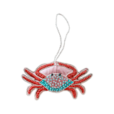 "Crab Beaded Christmas Ornament" - Ornaments in red by Jollity and Co