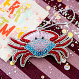 "Crab Beaded Christmas Ornament" - Ornaments in red by Jollity and Co