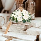 "Personalized White Roses Married Ornament, Set of 1" - Ornaments in multicolor by Iveta Abolina