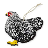 "Wooden Freckled Hen Ornament" - Ornaments in black by Shannon Broder