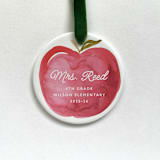 "Personalized Teacher Ceramic Ornament, Watercolor Apple" - Ornaments in white by Holly Whitcomb