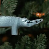 "Painted Wood Alligator Christmas Ornament" - Ornaments in green by Aahlada Chennupati