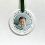 "Personalized Baby Photo Ornament - Vintage Ribbon" - Ornaments in white by Holly Whitcomb
