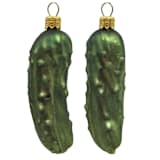 "Cucumber Pickles Polish Glass Christmas Ornament Food Decoration Set of 2" - Ornaments in green by Pinnacle Peak Trading Company