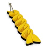 "Wooden Silkscreen Fusilli Pasta Ornament" - Ornaments in yellow by Shannon Broder