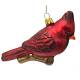 "Red Cardinal Bird on Branch Polish Glass Christmas Ornament" - Ornaments in red by Pinnacle Peak Trading Company