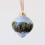 "Snowy Pine Trees - 28" - Ornaments in green by Weronika Zubek