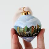 "Snowy Pine Trees - 28" - Ornaments in green by Weronika Zubek