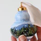 "Snowy Pines Winter - 30" - Ornaments in green by Weronika Zubek