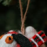 "Felt Holiday Scarf Bull Terrier Dog Ornament" - Ornaments in white by Aahlada Chennupati